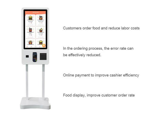 32&quot; 지면 서 있는 휴대용 디지털 방식으로 Signage 셀프 서비스 Resturant를 위한 주문 지불 간이 건축물